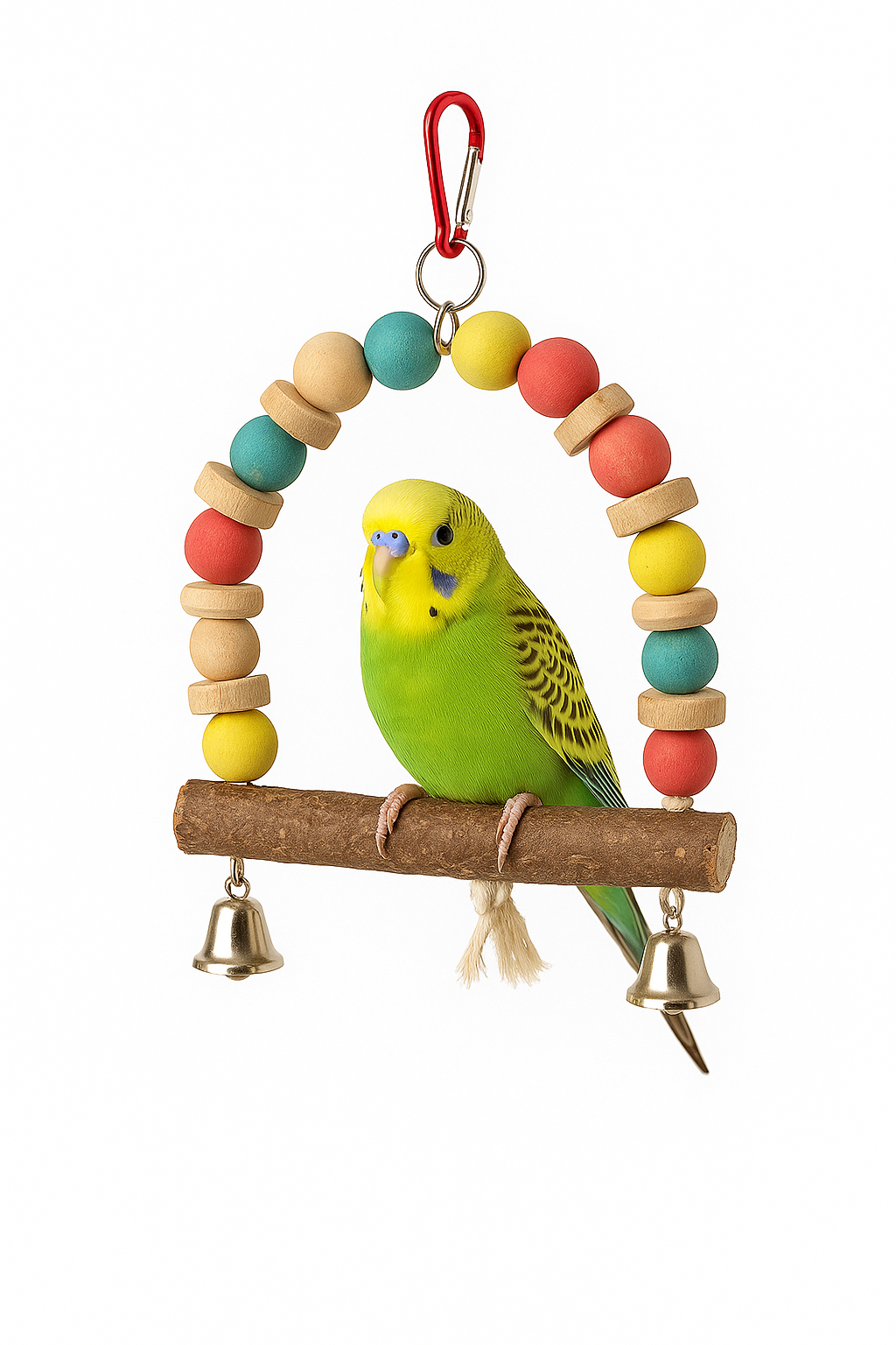 Pets Empire Natural Bird Swing Toy with Bells (Wood & Beads)