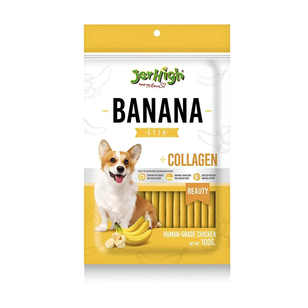 Jerhigh High Protein Banana Chicken Stick Dog Treats 100g