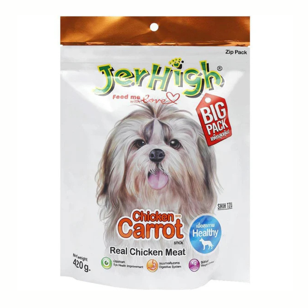 JerHigh Carrot Stick Dog Treat with Real Chicken Meat 400g
