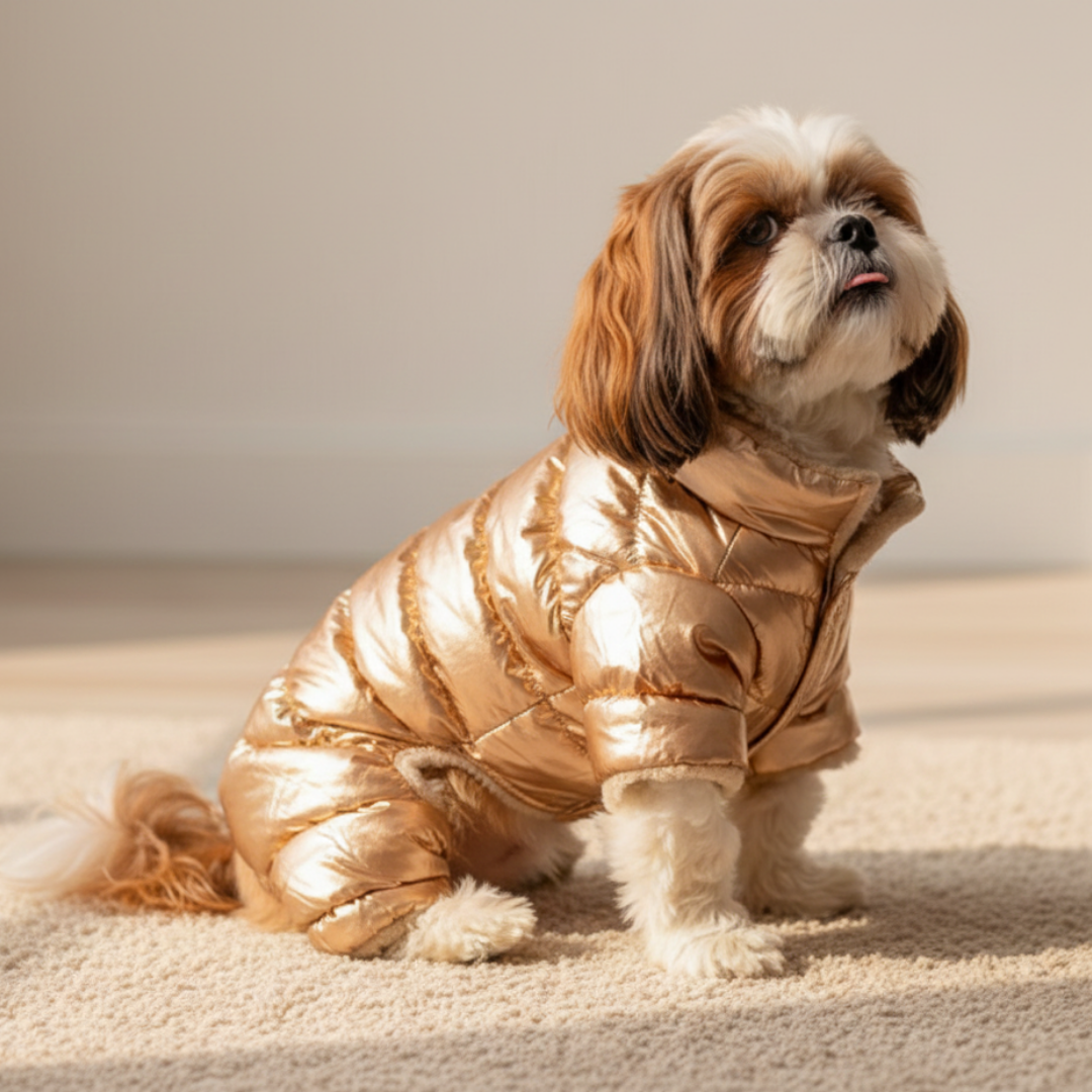 Pets Empire Metallic Golden Puffer Jacket for Small Dogs (Full)