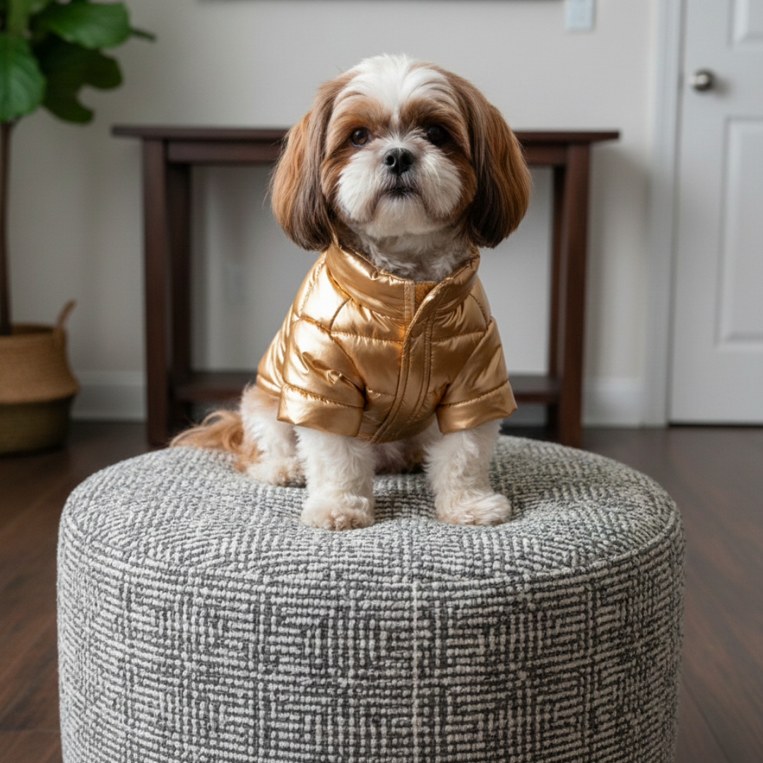 Pets Empire Metallic Golden Puffer Jacket for Small Dogs (Full)