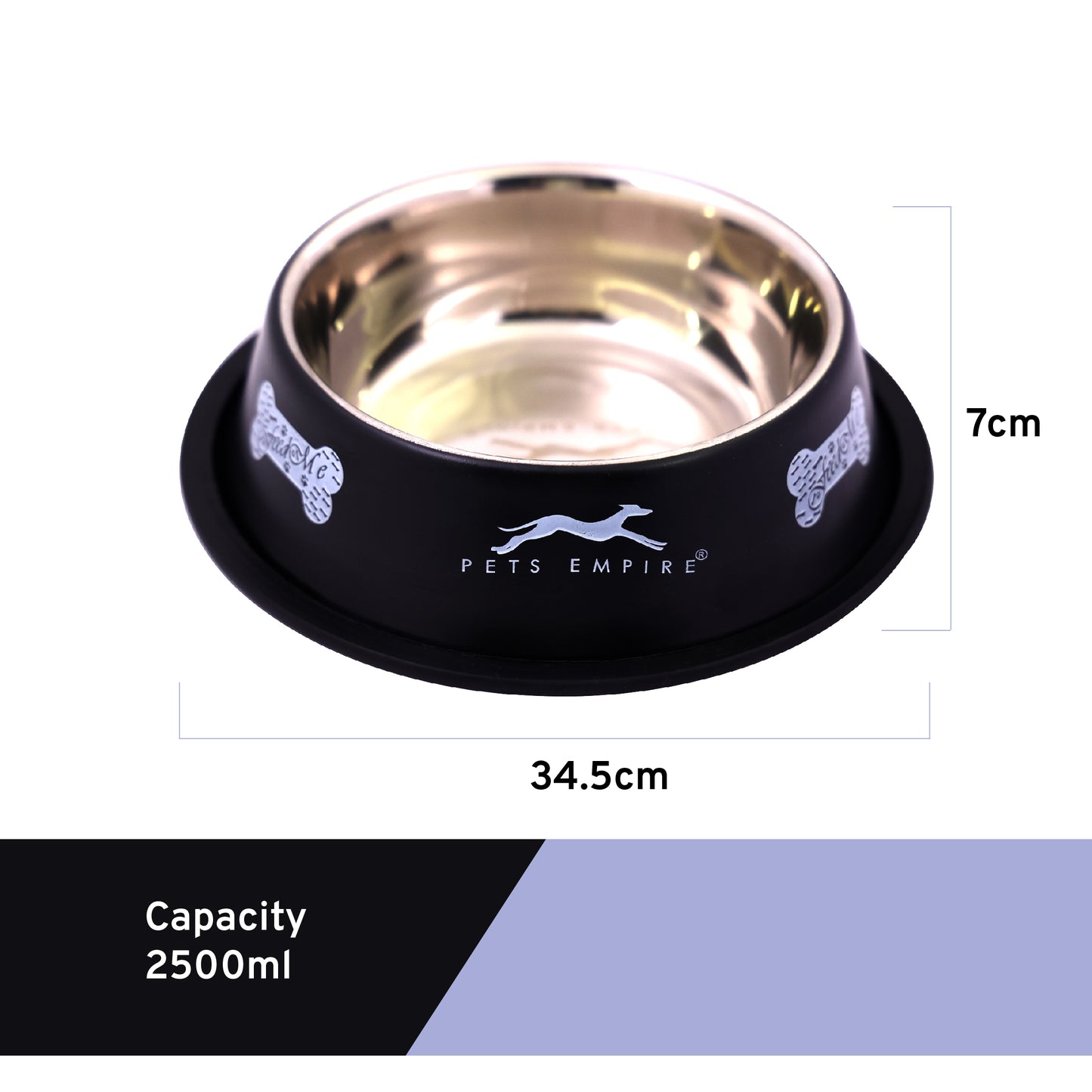 Pets Empire Anti Skid Bowl (Black) - Pack of 2