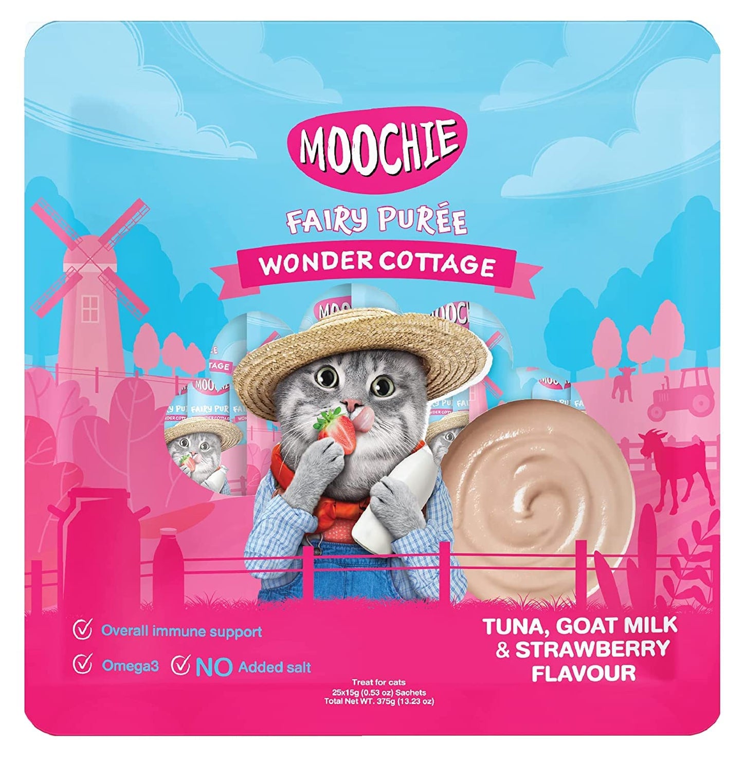 Moochie Creamy Treat for Cats- Tuna , Goatmilk & Strawberry (15g Each)