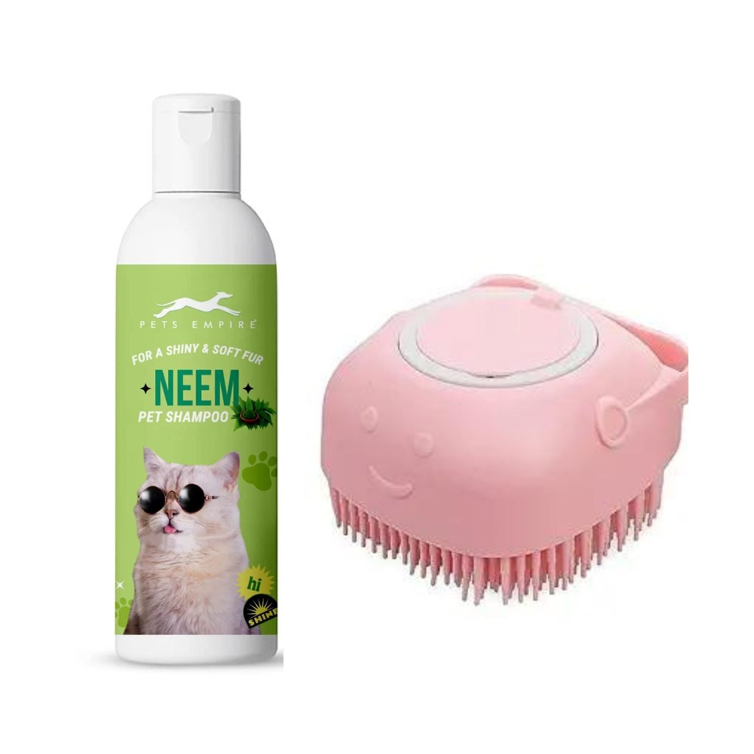 Pets Empire Neem Shampoo & Bath Brush Combo for Cats
