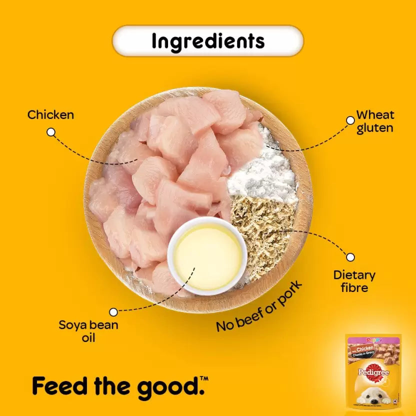 Pedigree Chicken & Liver In Gravy New Born Puppy Wet Food - 2.1 kg (30x0.07 kg)