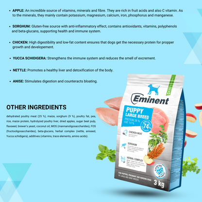 Eminent Puppy Food Dry, Chicken Flavour Medium Breeds - 3 Kg