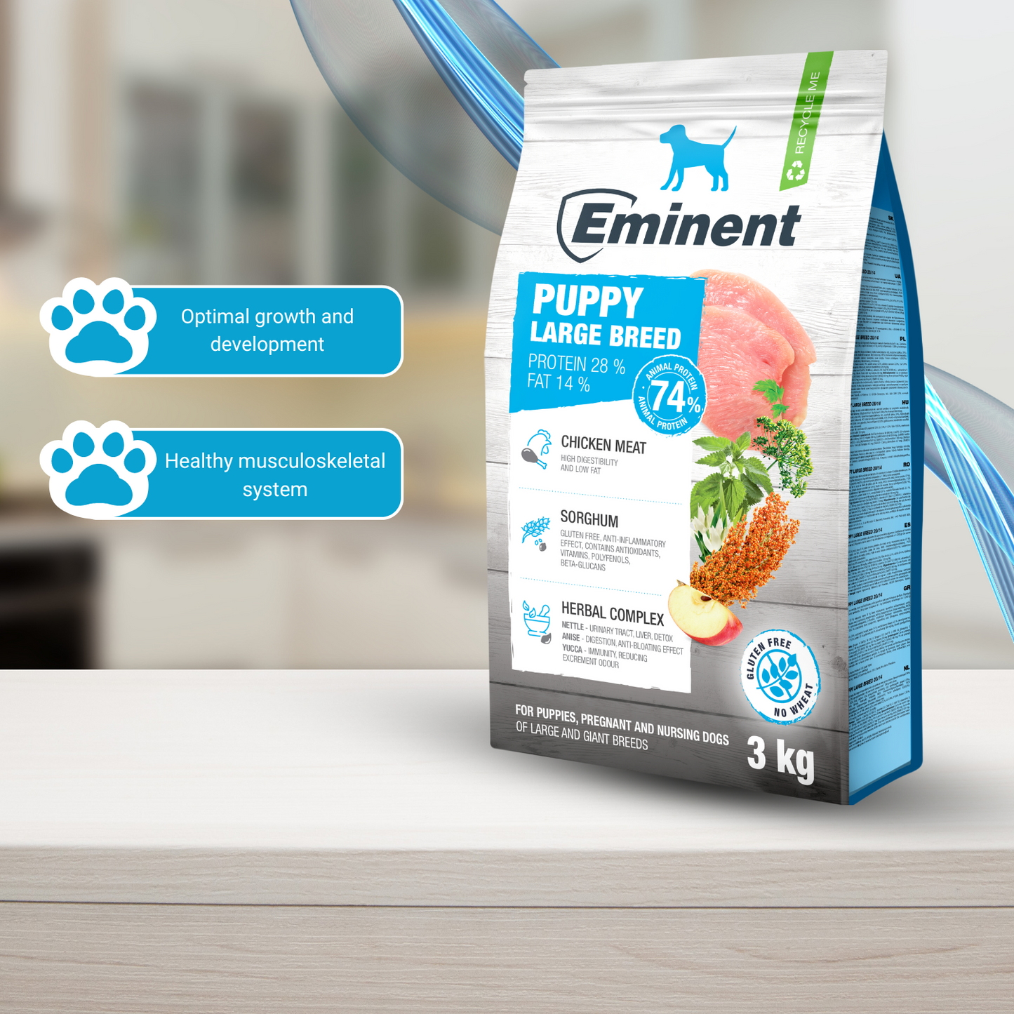 Eminent Puppy Food Dry, Chicken Flavour Medium Breeds - 3 Kg
