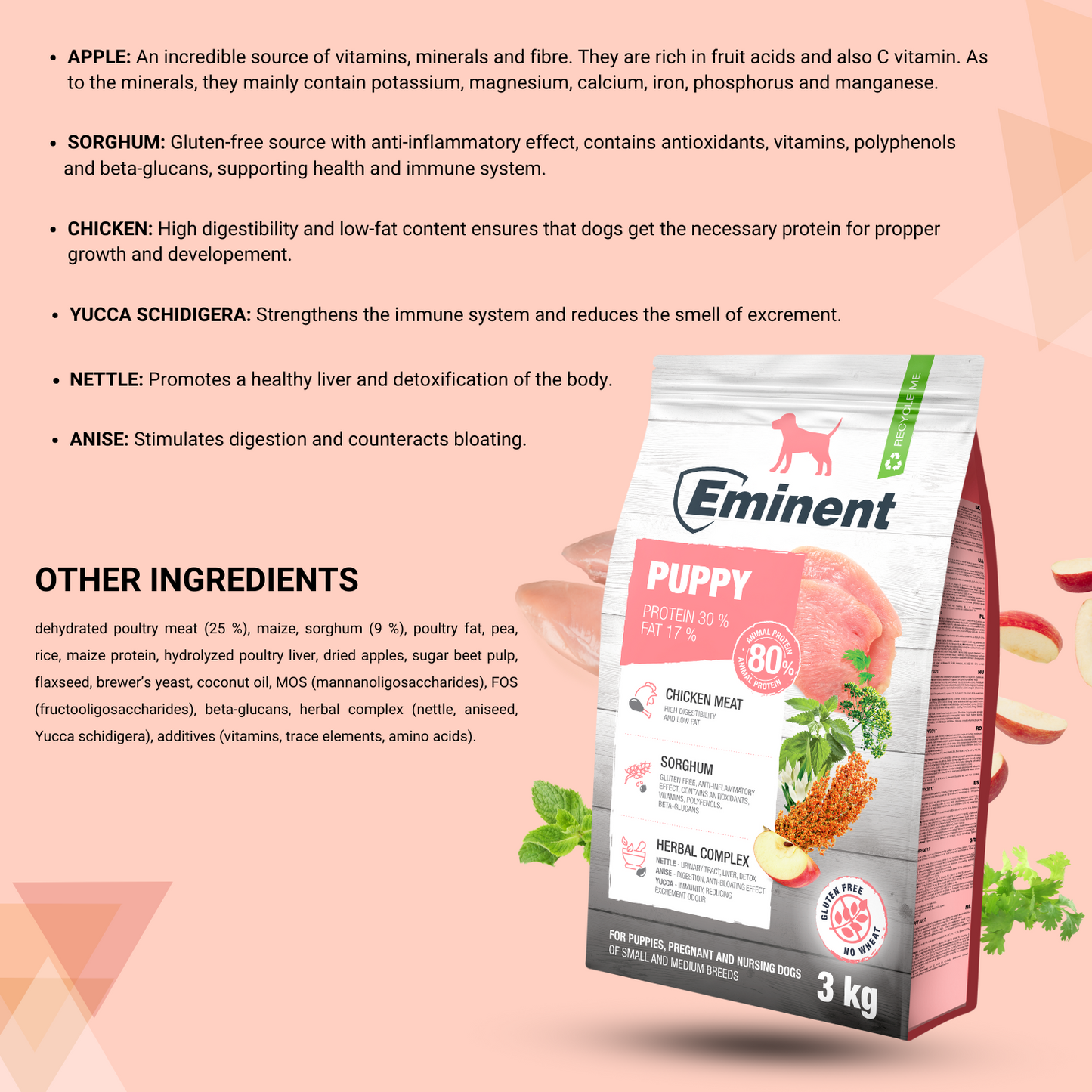 Eminent Puppy Food Dry, Chicken Flavour Granules-3kg