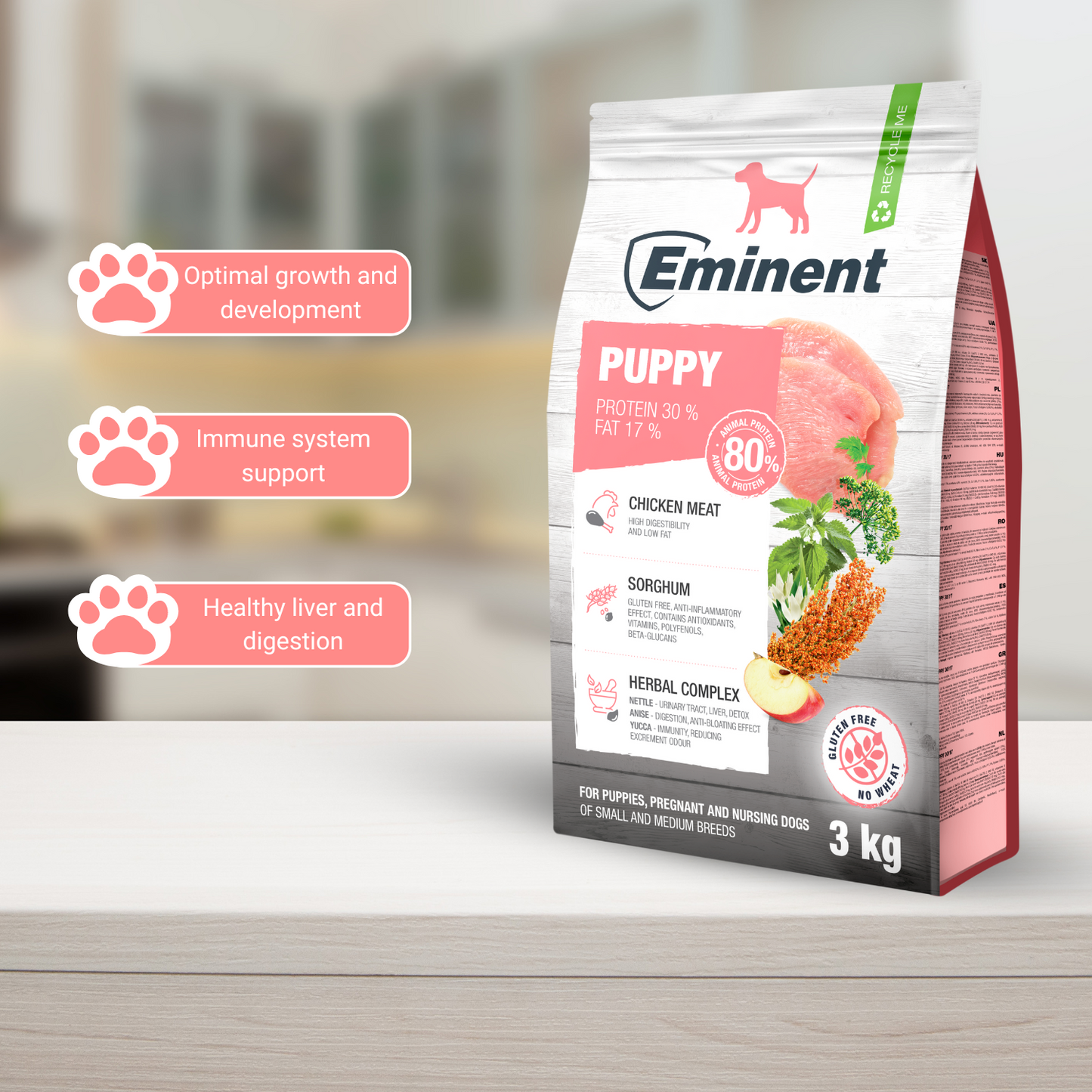 Eminent Puppy Food Dry, Chicken Flavour Granules-3kg