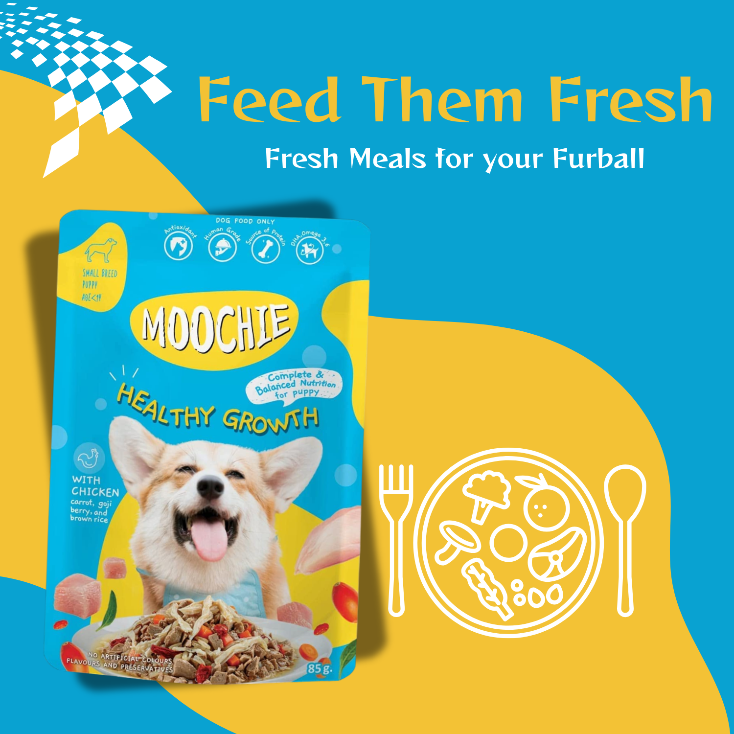 Moochie 6-Flavor Mixed Wet Dog Food Pack – 85g Pouches