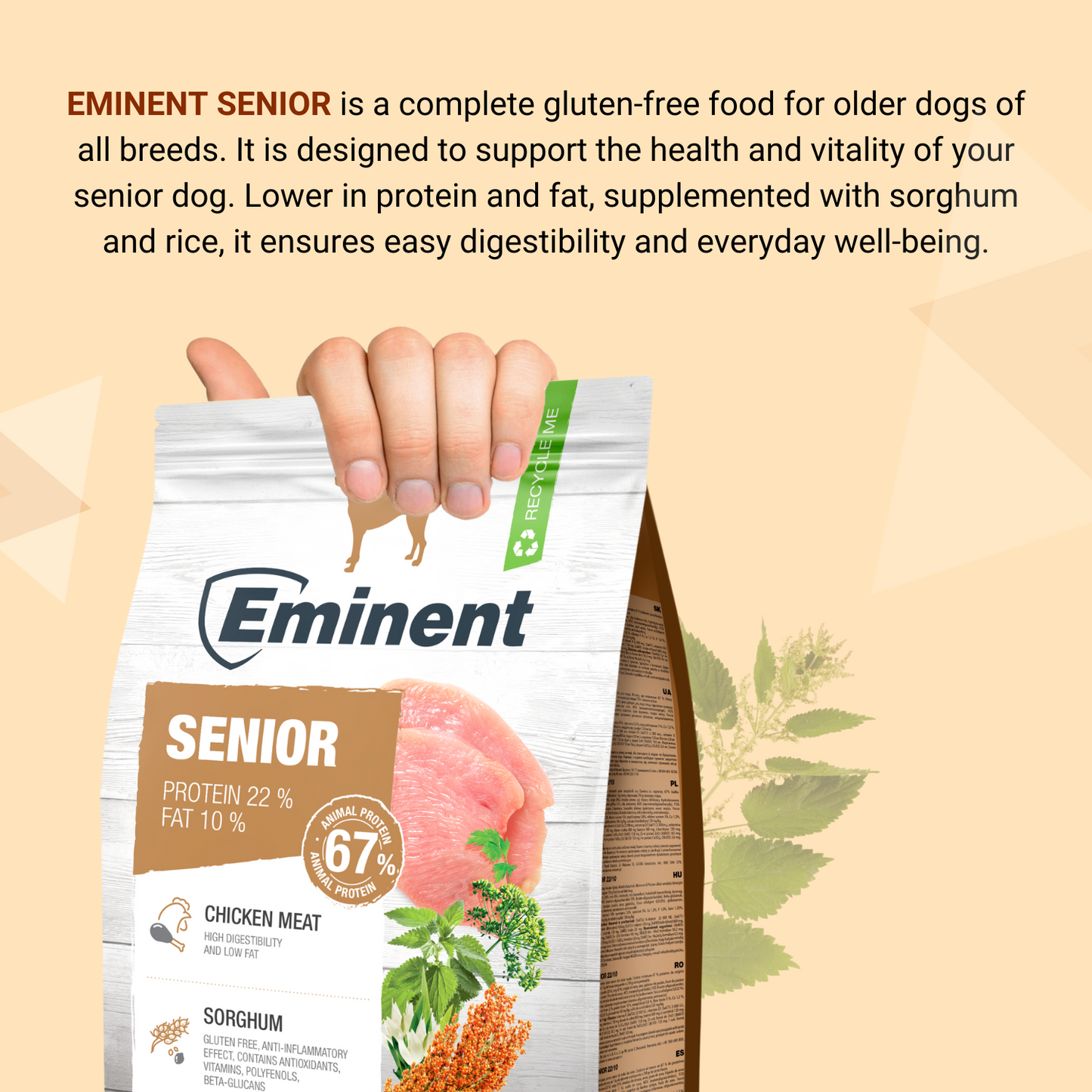 Eminent Senior Light Dog Food Dry, Chicken Flavour-3kg