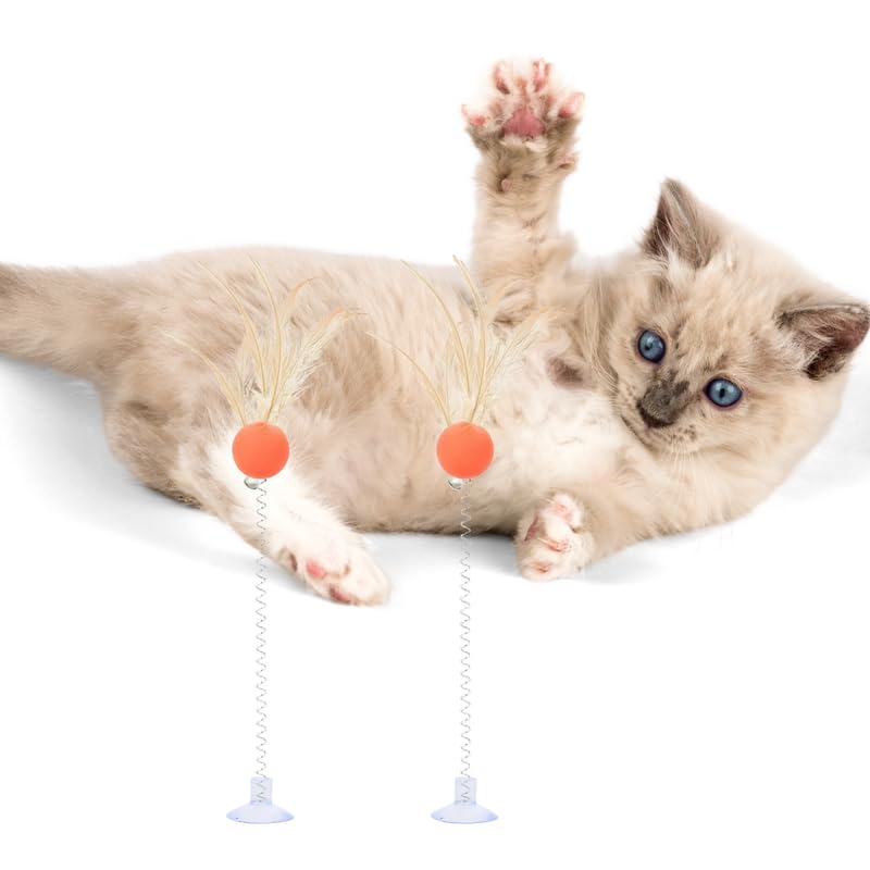 Pets Empire Spring & Feather Teaser Toy for Cats (Pack of 2)