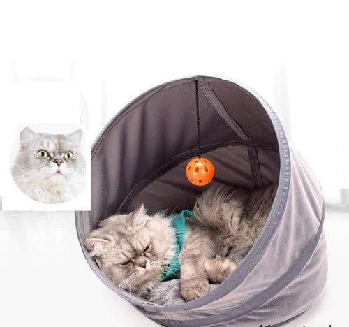 PETS EMPIRE Cat Tunnel with Bells Toy Ball Kennel (Color May Vary)