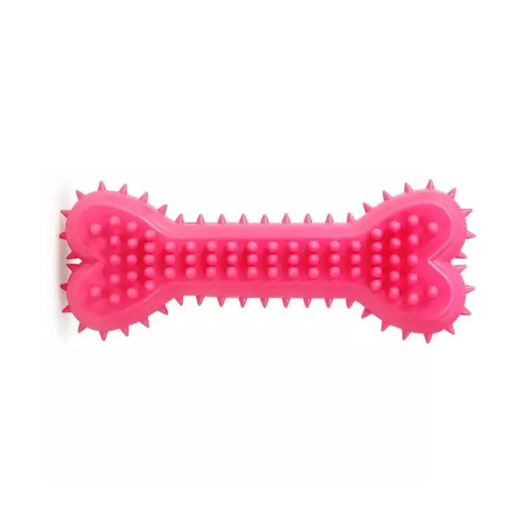 PETS EMPIRE Puppy Spike Rubber Bone Teething Chew Toy Pack of 2 (Multicolor)
