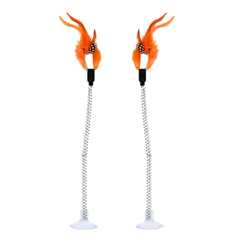 PETS EMPIRE Spring & Feather Teaser for Kittens & Cats (Pack of 2)
