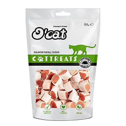O'Cat Chicken Bite and Salmon Small Sushi, Healthy Cat Treats-50g (Pack of 2)