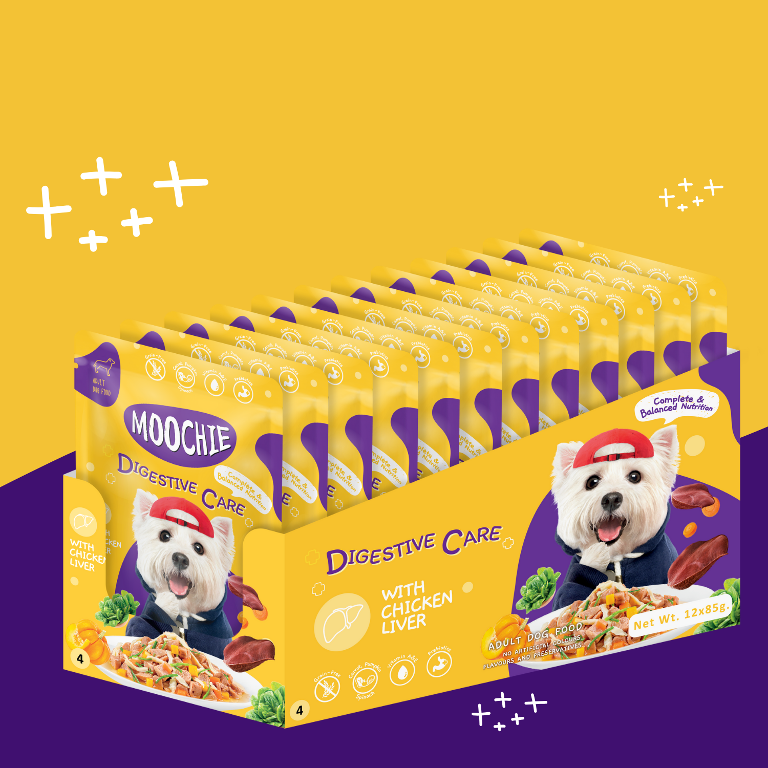 Moochie 6-Flavor Mixed Wet Dog Food Pack – 85g Pouches