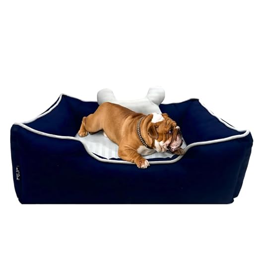 Pets Empire Classic Lounger Beds with Pillow for Dogs - Dark Blue