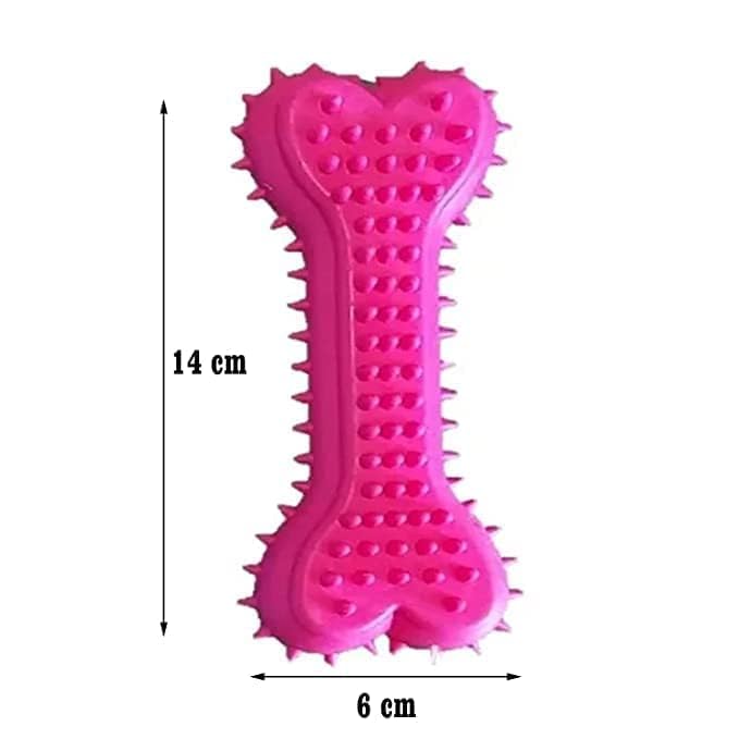 PETS EMPIRE Puppy Spike Rubber Bone Teething Chew Toy Pack of 2 (Multicolor)
