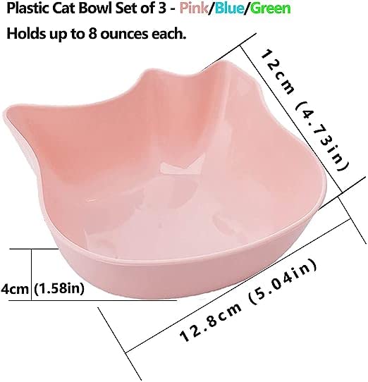Pets Empire Candy Color Cat Face Shape Plastic Pet Dog Puppy Bowl 320ml (PACK OF 3)