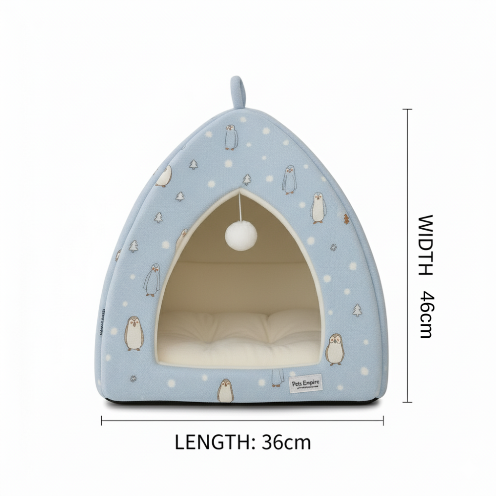 Pets Empire Ultra Soft Round Warm Hut for Cats & Kittens-Sky Blue