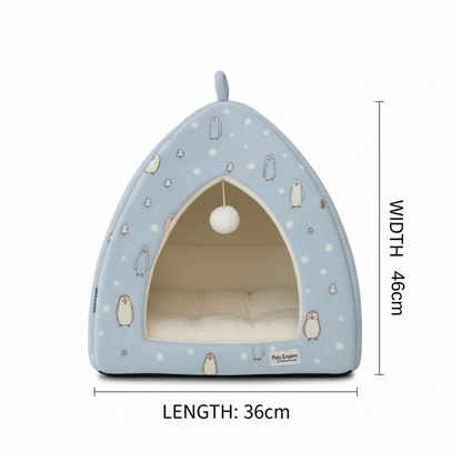 Pets Empire Ultra Soft Round Warm Hut for Cats & Kittens-Sky Blue
