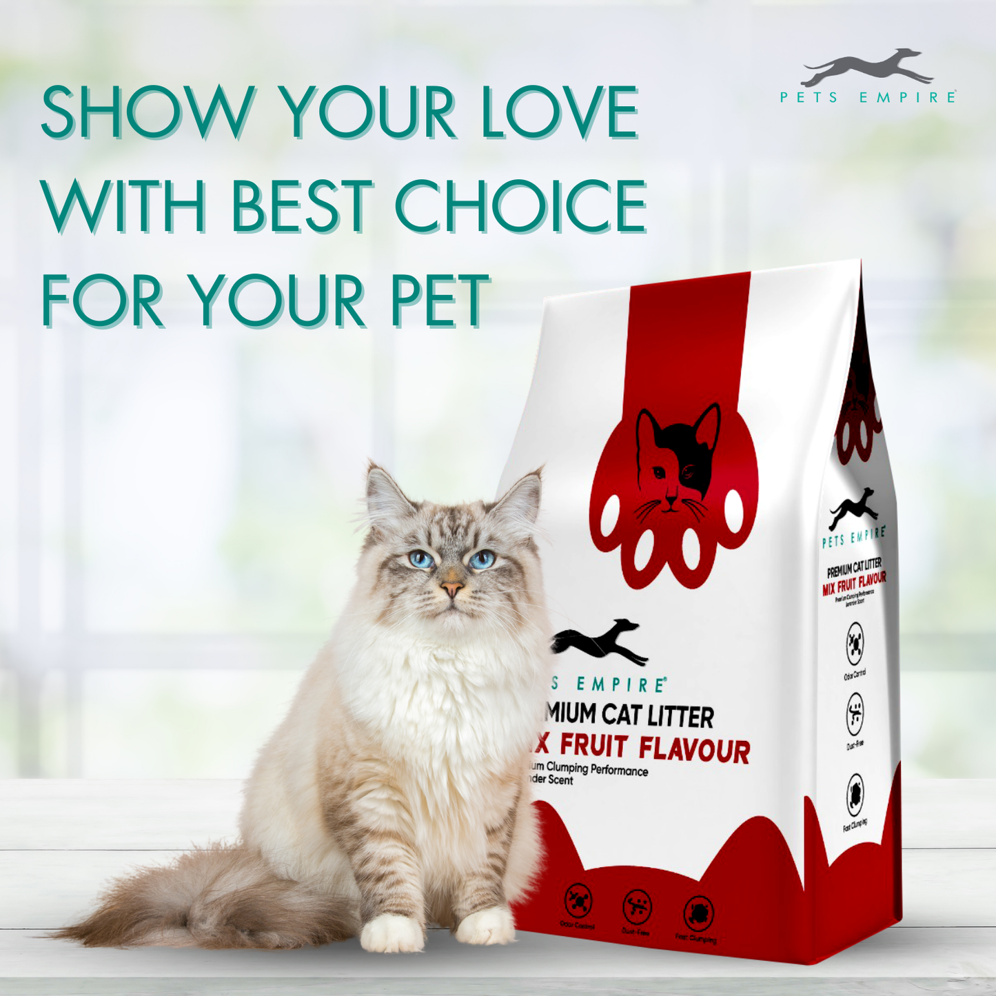 Pets Empire Cat Litter (Natural & Clumpy) -Mix-Fruit Scented