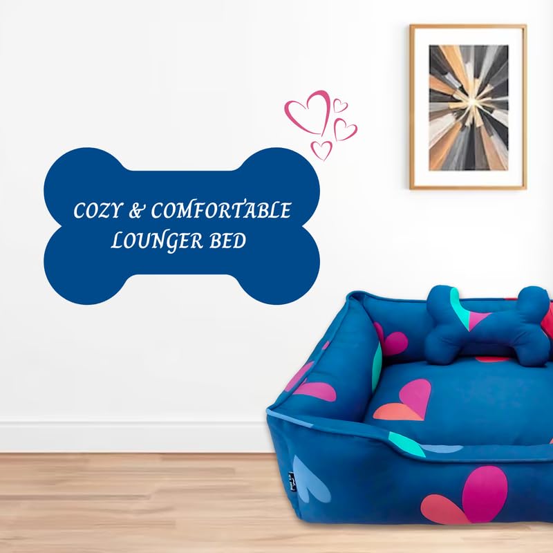 Pets Empire Classic Lounger Beds with Pillow for Dogs - Heart Shape Design