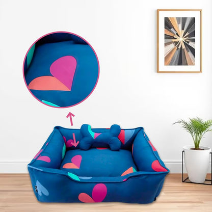 Pets Empire Classic Lounger Beds with Pillow for Dogs - Heart Shape Design
