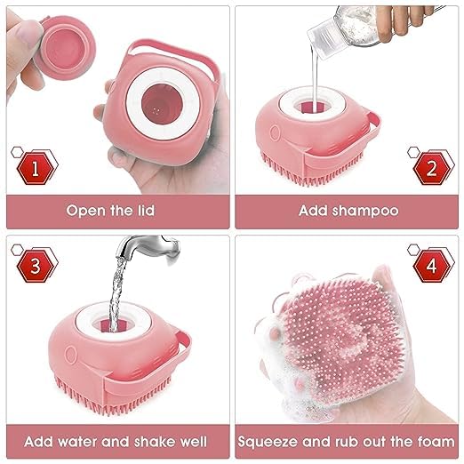 Pets Empire Grooming Silicone Bath Brush for Dogs ( Pack of 2 ) Multicolor