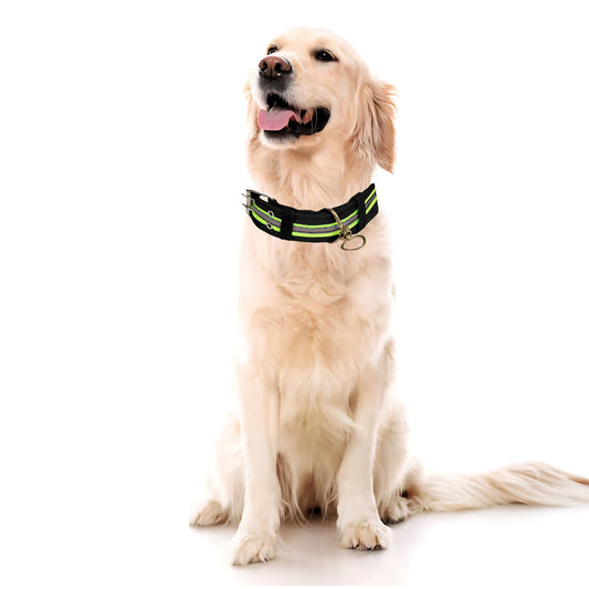 Pets Empire Large Breed Brass Hook Collar - Black (Large size)