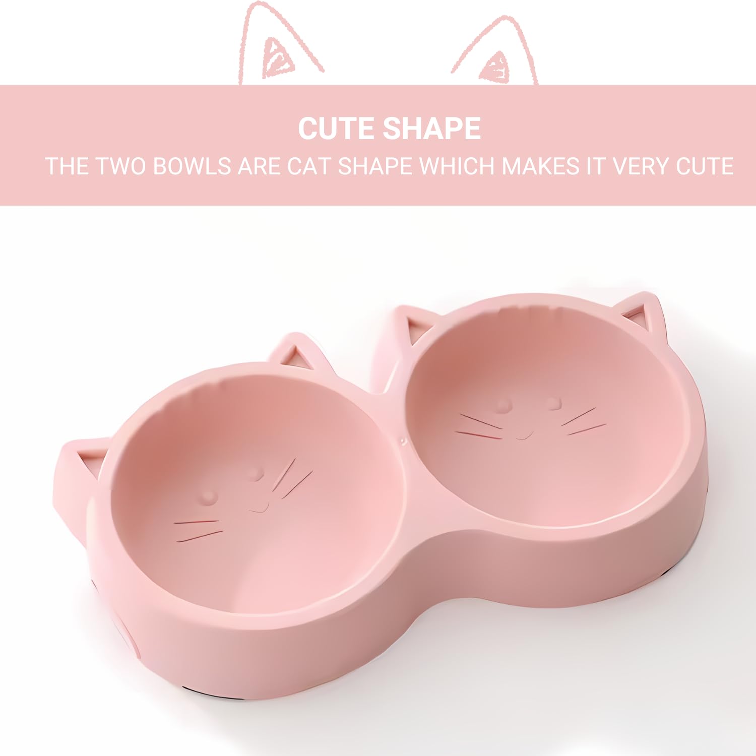Pets Empire 2-in-1 Feeding Plastic Cat Face bowl (400ml)