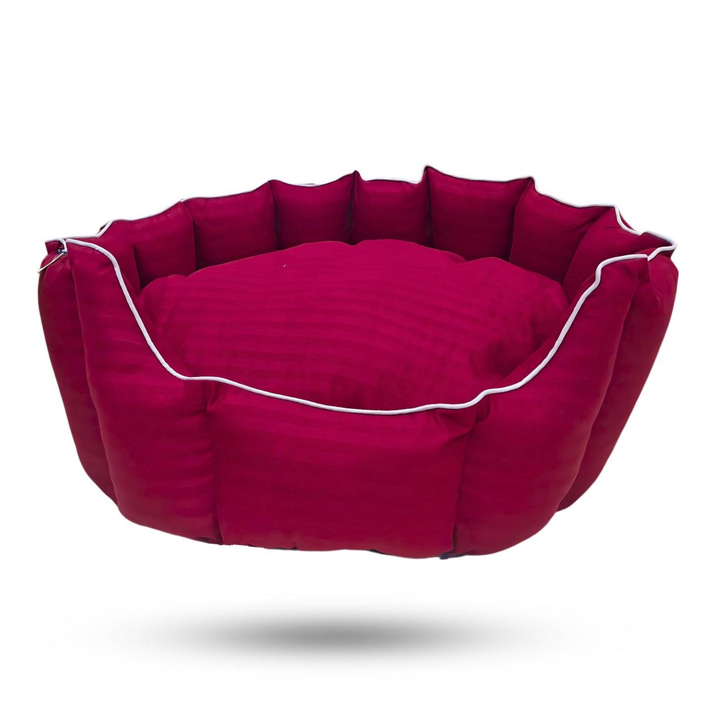 PETS EMPIRE Round Lounger Beds with Pillow for Dogs - Maroon