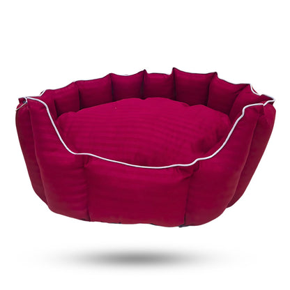 PETS EMPIRE Round Lounger Beds with Pillow for Dogs - Maroon