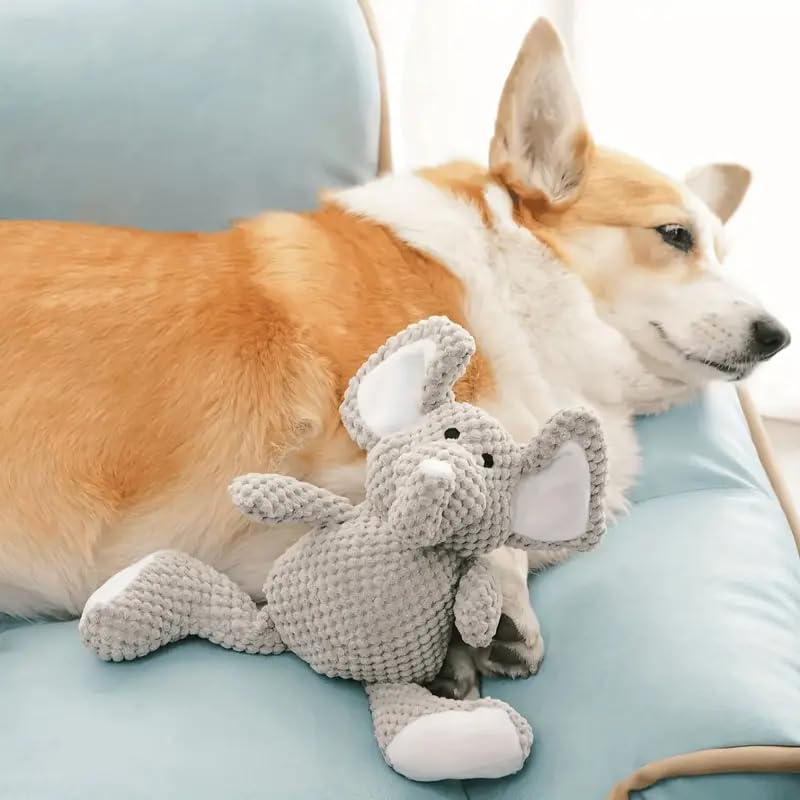 PETS EMPIRE Elephant Squeaky Plush Rope Chew Toy for Dogs