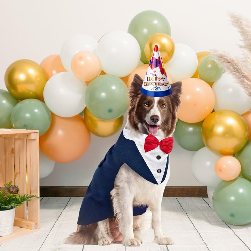 Pets Empire Dog Tuxedo Dress Suit Bandana Set( Navy Blue Colour)