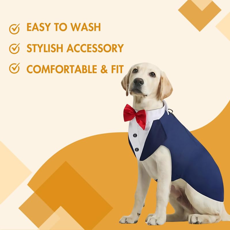 Pets Empire Dog Tuxedo Dress Suit Bandana Set( Navy Blue Colour)