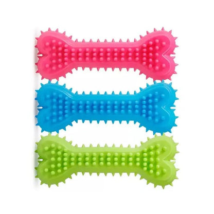 PETS EMPIRE Puppy Spike Rubber Bone Teething Chew Toy Pack of 2 (Multicolor)