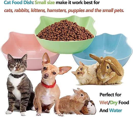 Pets Empire Candy Color Cat Face Shape Plastic Pet Dog Puppy Bowl 320ml (PACK OF 3)