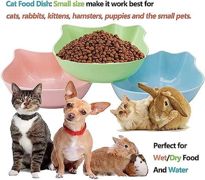 Pets Empire Candy Color Cat Face Shape Plastic Pet Dog Puppy Bowl 320ml (PACK OF 3)