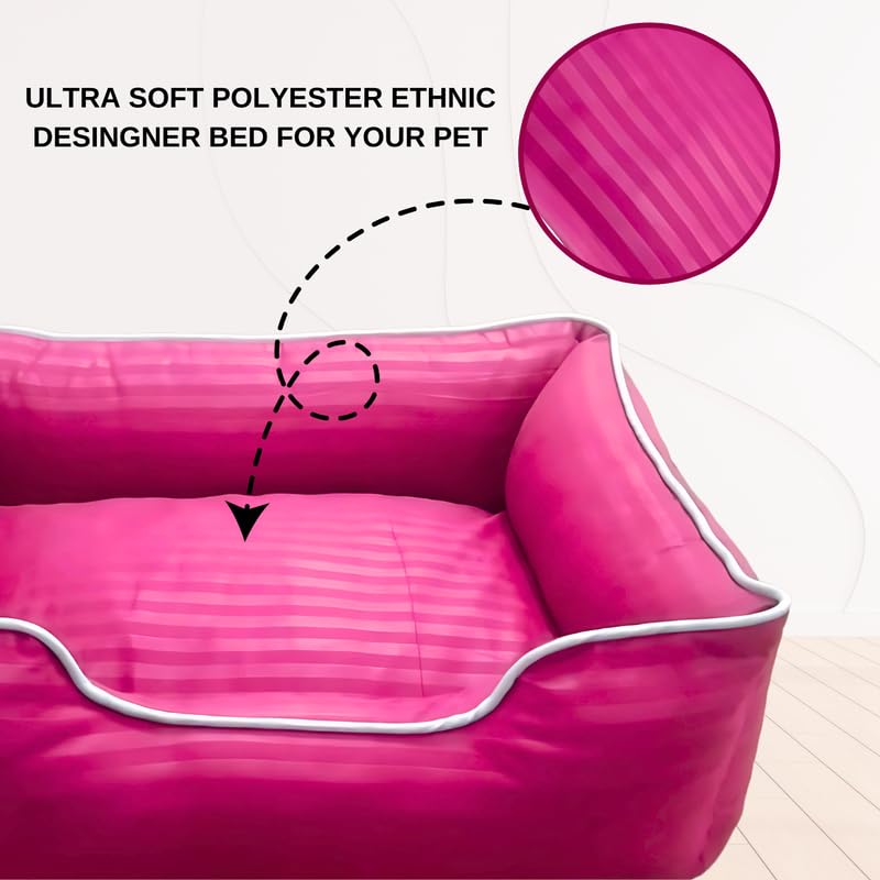Pets Empire Classic Lounger Beds with Pillow for Dogs -Maroon