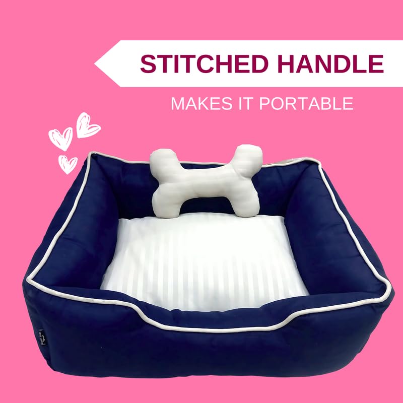 Pets Empire Classic Lounger Beds with Pillow for Dogs - Dark Blue