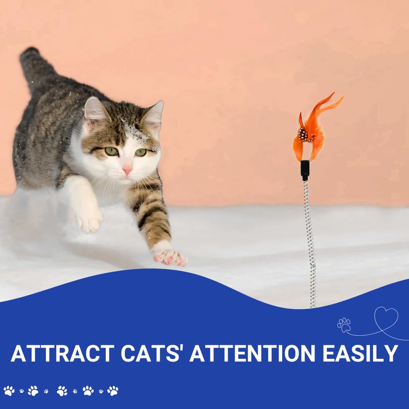 PETS EMPIRE Spring & Feather Teaser for Kittens & Cats (Pack of 2)