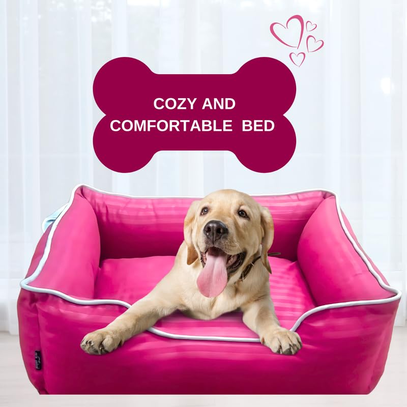 Pets Empire Classic Lounger Beds with Pillow for Dogs -Maroon