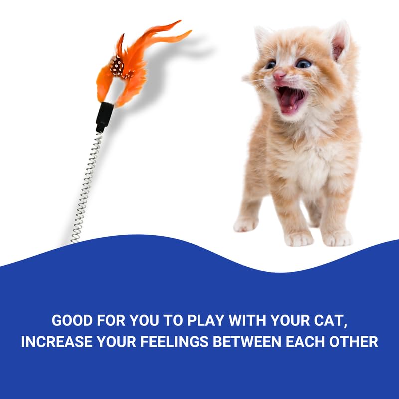 PETS EMPIRE Spring & Feather Teaser for Kittens & Cats (Pack of 2)