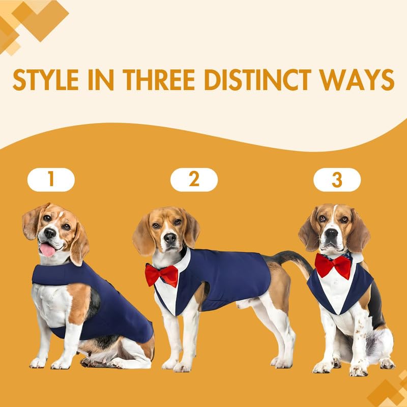 Pets Empire Dog Tuxedo Dress Suit Bandana Set( Navy Blue Colour)