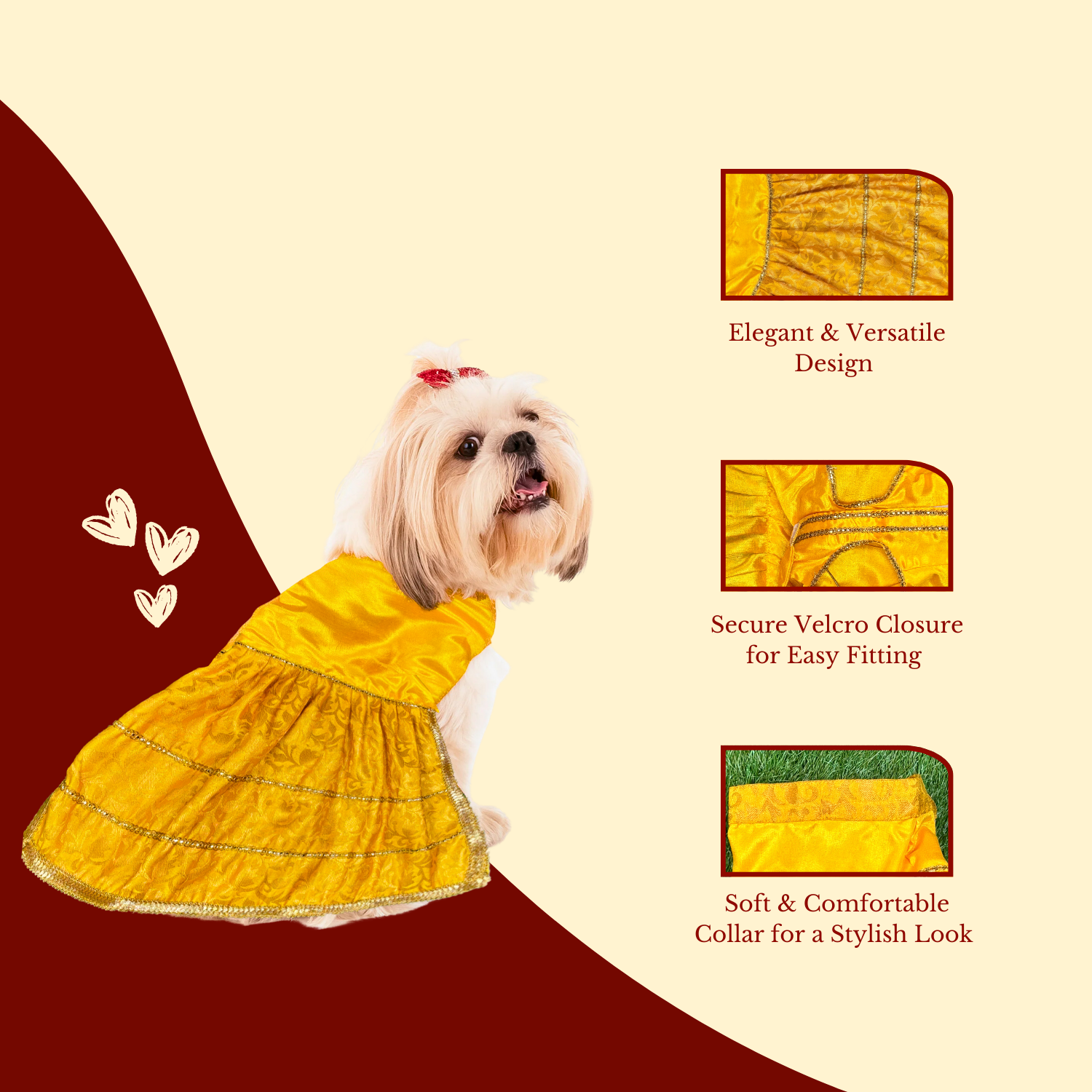 Pets Empire Lehenga Dress for Female  Dogs- Yellow