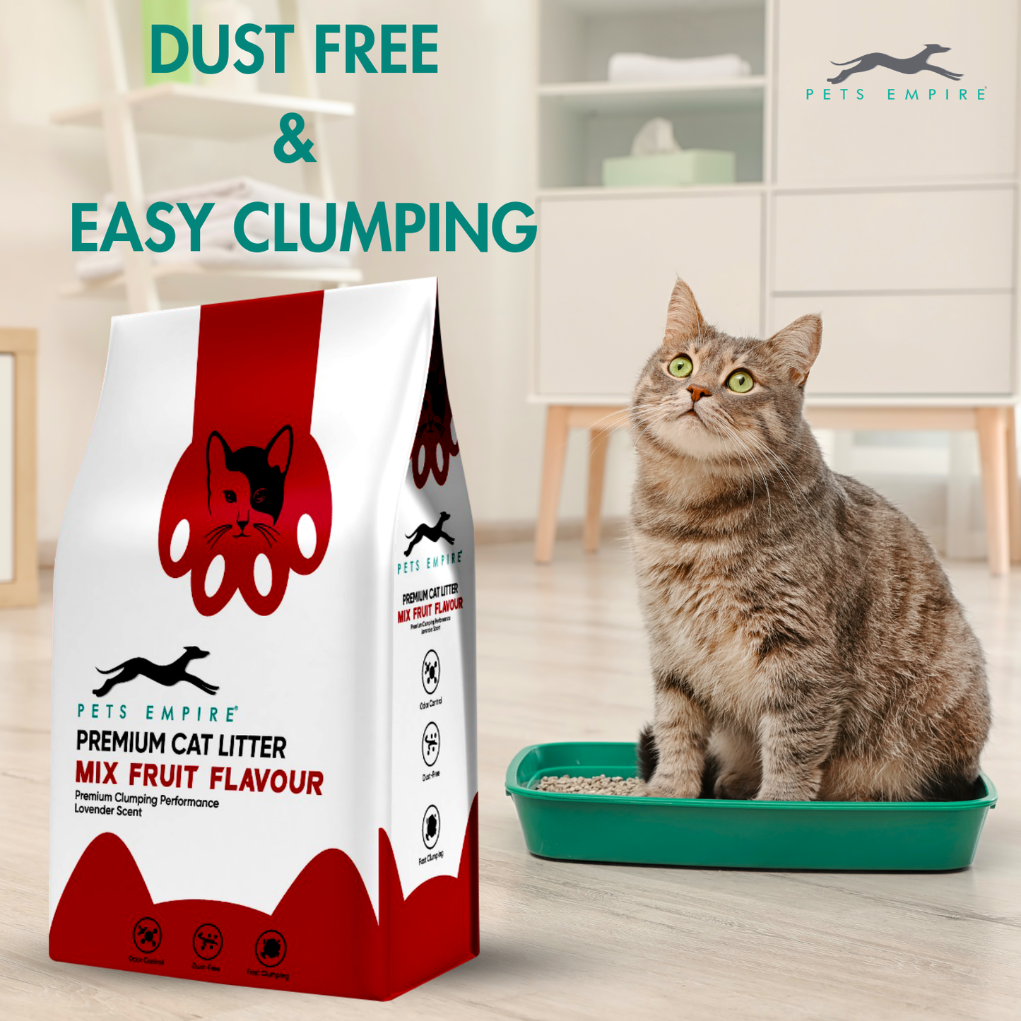 Pets Empire Cat Litter (Natural & Clumpy) -Mix-Fruit Scented