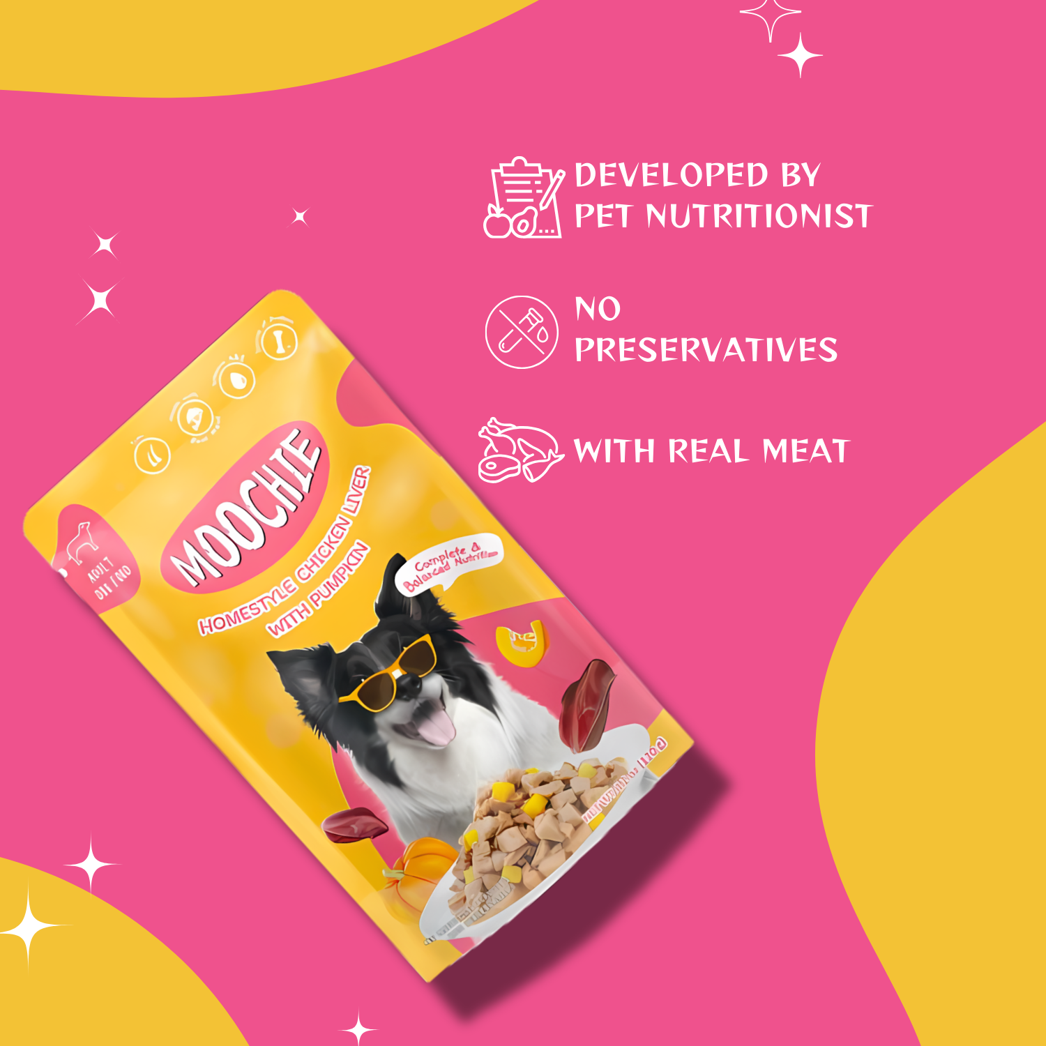 Moochie Chicken Liver & Pumpkin Wet Dog Food – 120g Pouch | Healthy & Nutritious Meal for Dogs