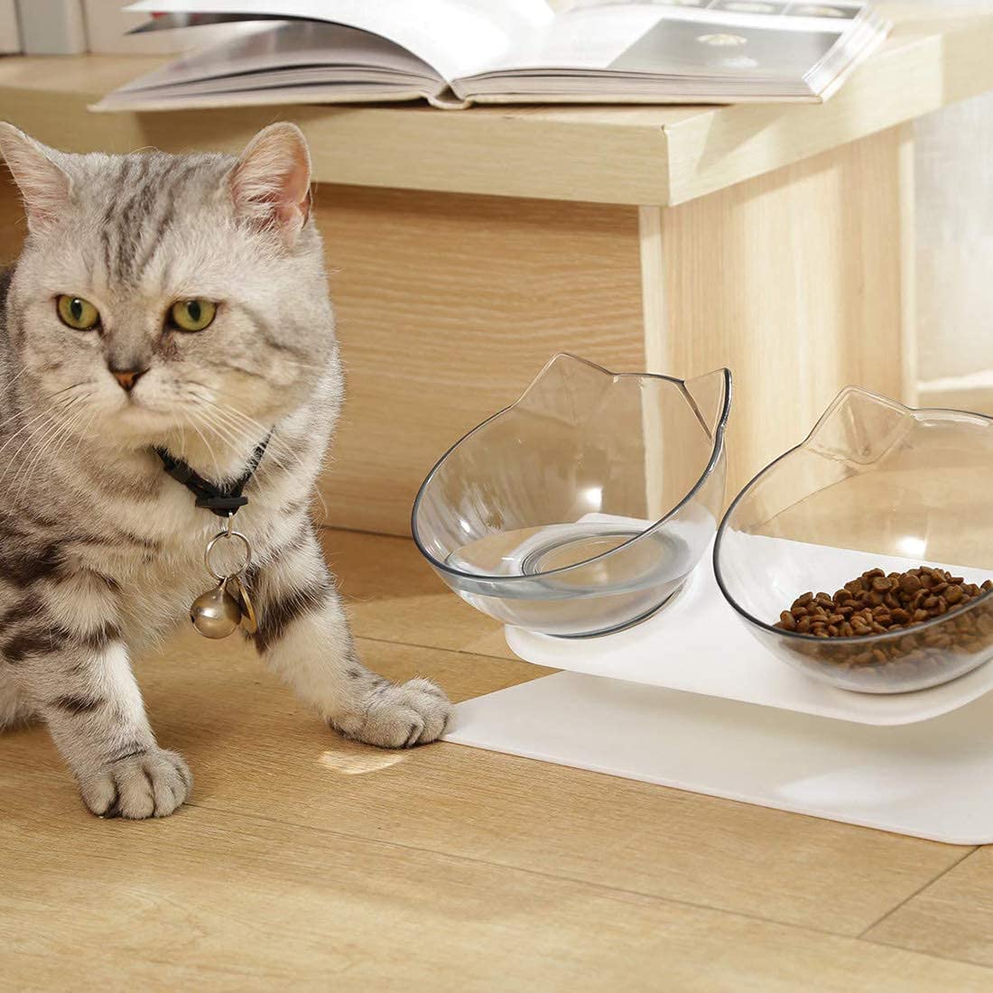 Pets Empire Inclined Dual Food Water Bowl – Cats Small Dogs